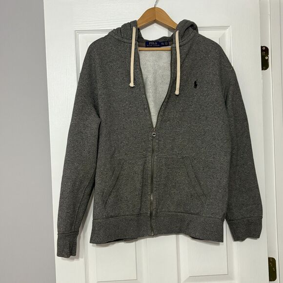 Polo Ralph Lauren Sweatshirt Men's XXL Dark Gray Full Zip Thermal Hoodie Pony - Picture 1 of 4
